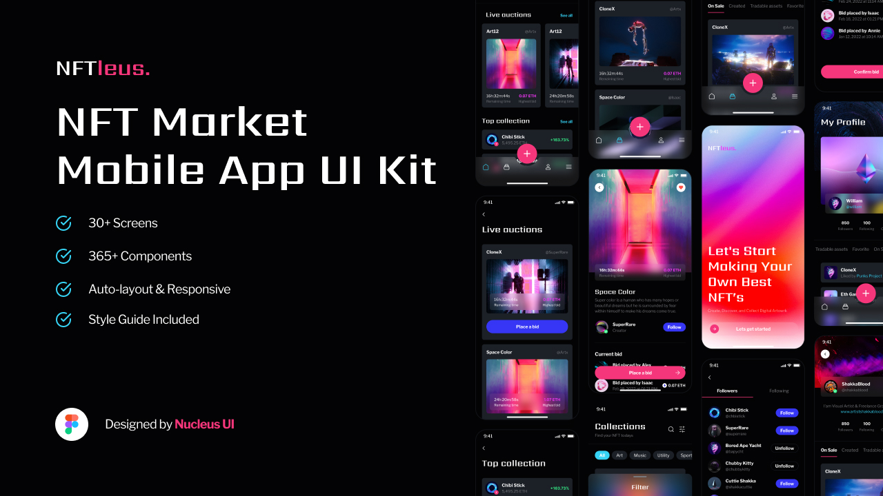 NFTleus - NFT Market Mobile App UI Kit